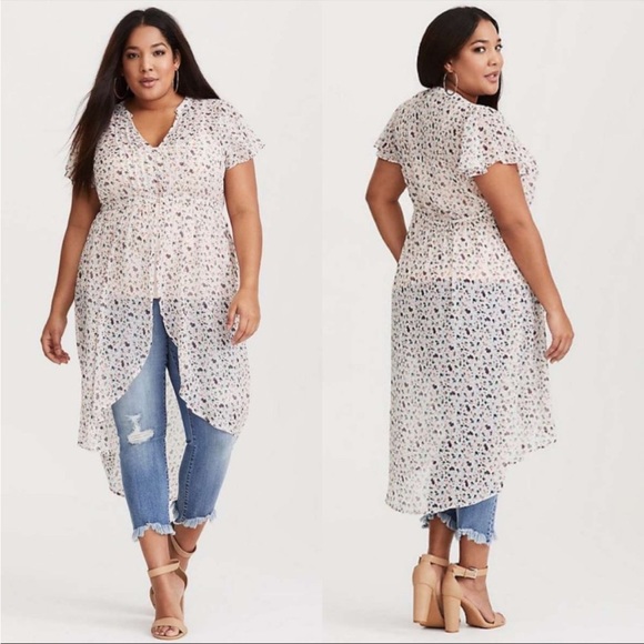 Torrid Sheer Floral Chiffon Split Maxi Tunic Top size 3X - Picture 1 of 8
